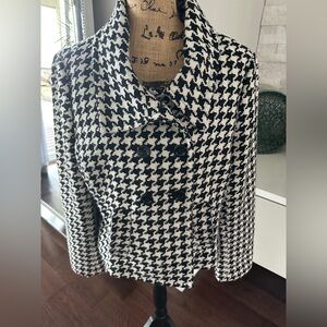 Gorgeous Ann Taylor Houndstooth Double Breasted Blazer Jacket Lined Size 16